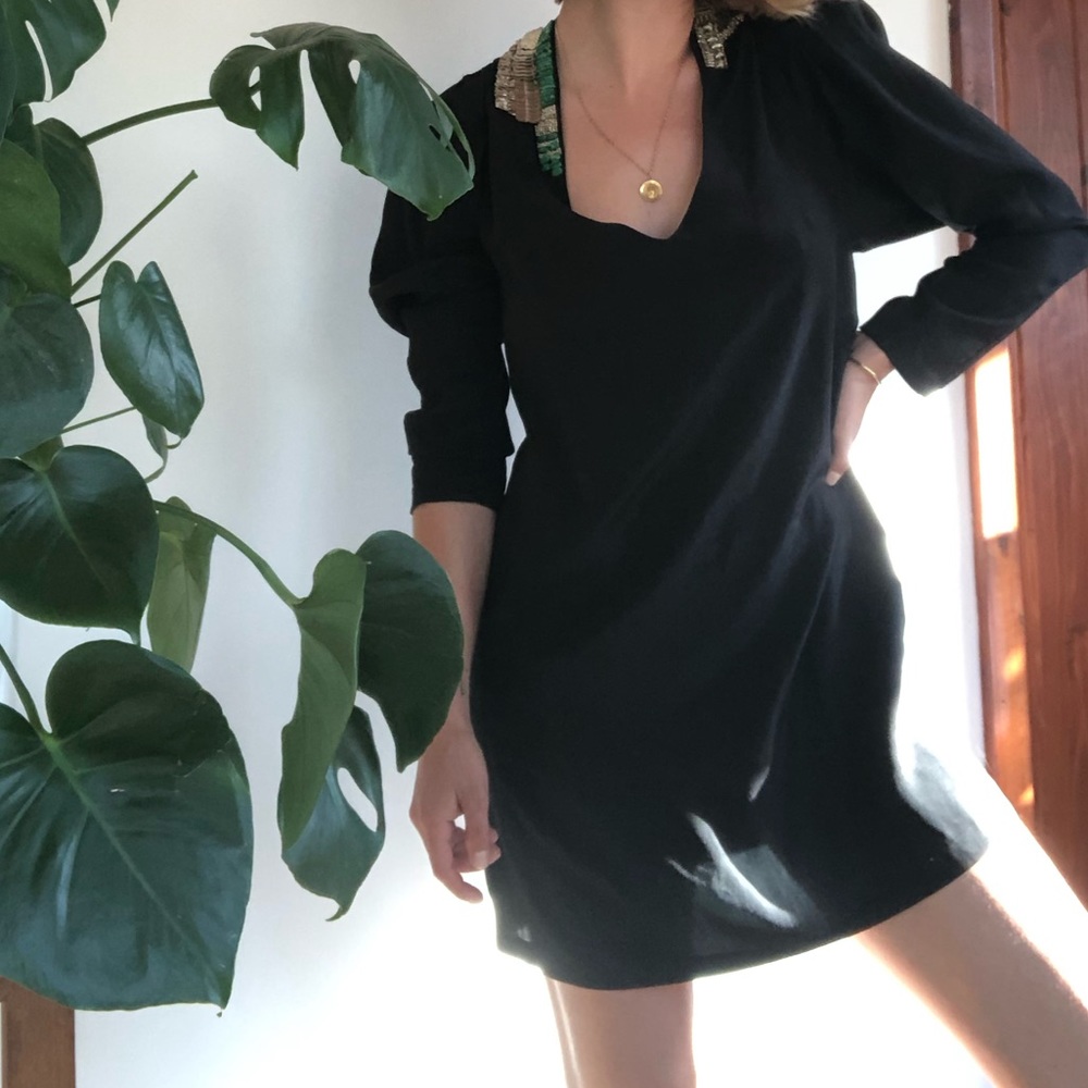 Vintage black silk Dries Van Noten cocktail dress